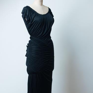 Black Ruched Dress | Jean Paul Gaultier 