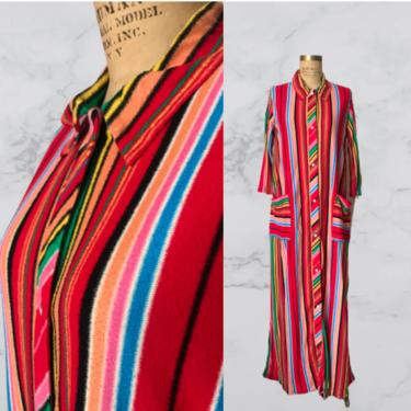 1970s Colorful Striped Long Robe 