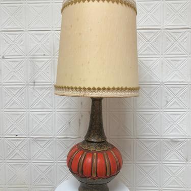 Mid Century Modern Orange Ceramic Table Lamp