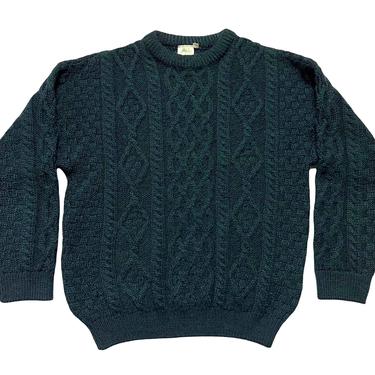 Vintage ARAN COUNTRY KNITWEAR Cable Knit Irish Wool Sweater ~ size M ~ Fishing / Fisherman ~ Made in Ireland ~ 