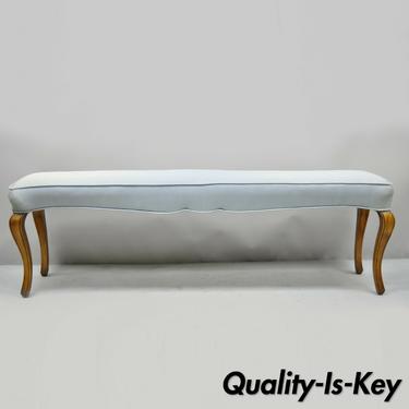Vtg French Provincial Louis XV Style 60" Long Window Bench Wood Cabriole Legs