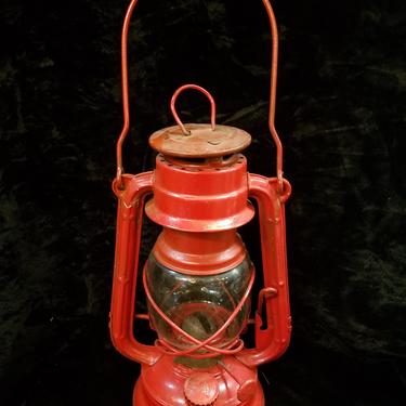 Vintage Red Winged Wheel Kerosene Lantern