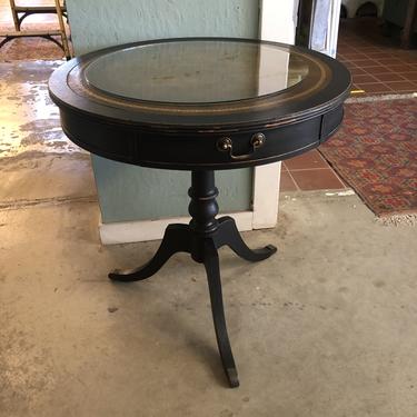 Leather Top Table with Glass Cover