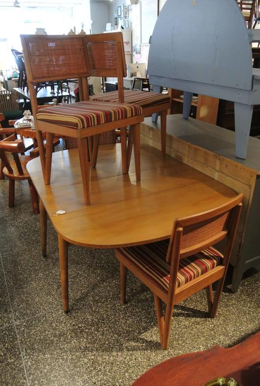 Blonde Drop Leaf Table + 4 Chairs