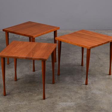 Trio of Hans C Andersen Solid Teak Side Tables Danish Modern 