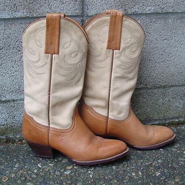 Frye Cowboy Boots Vintage 1980s Two tone Cowboy Women's size 6 