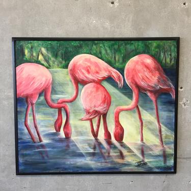 Flamingos Oil Painting CS Jones