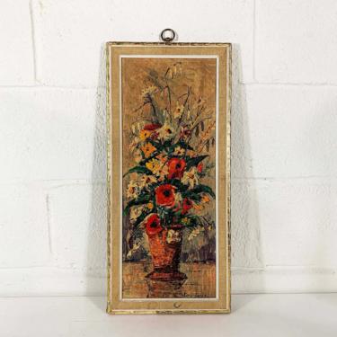 Vintage Turner Carl Thorp Wall Hanging Floral Flower Bouquet Still Life Gold 50s 1950s Syroco Bohohemian Boho Decor Mid-Century Modern MCM 