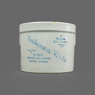 Vintage Stoneware Crock Jar Pot Kaukauna Klub Cheese Pottery Small Crock 