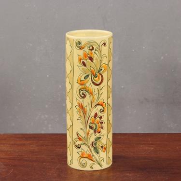Tall Italian Chartreuse Ceramic Vase