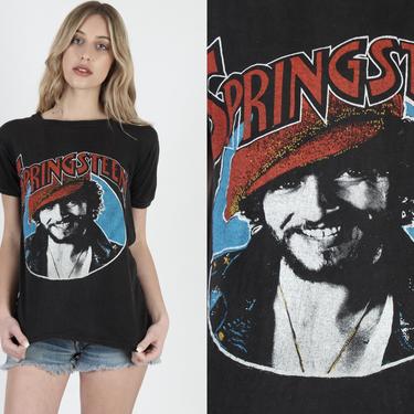 1970s Bruce Springsteen Born To Run Tour T Shirt Vintage Black Cotton E Street Band Tee 70s Concert Rock Roll Unisex Born In The USA T Shirt 