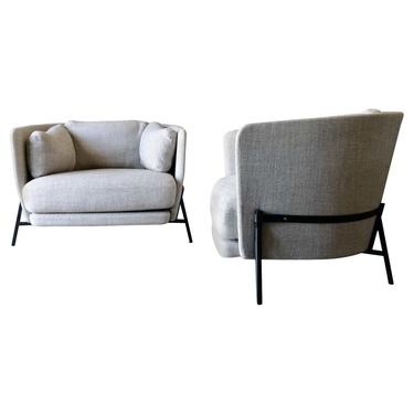 Pair of ‘Love Cushion’ Armchairs with Ottomans by Neri & Hu for Arflex, Italy
