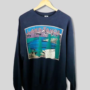 Vintage Lake Tahoe Postcard Nature Crew Neck Sweatshirt sz XL