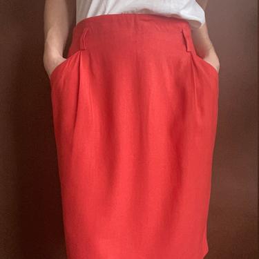 SALE vintage red woven linen skirt size us 14 