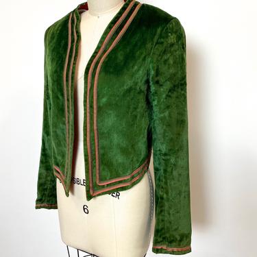 Vintage 1920s Theatre Costume Jacket Hooker Howe Haverhill MA Forest Green Panné Velvet 