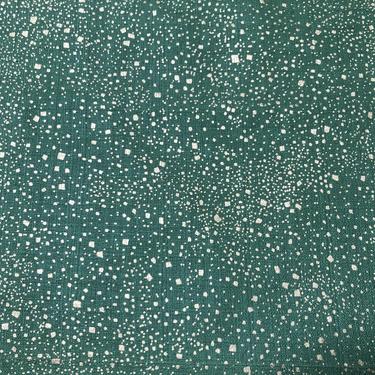 Vintage Mid-Century Green Barkcloth with Gold Speckles 