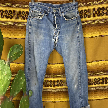 Vintage Mid 70s Selvedge Levi 501s Button Fly Jeans Size 27 x 28 