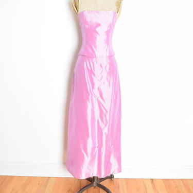vintage 90s prom dress two piece taffeta crop top skirt set gown XS purple 
