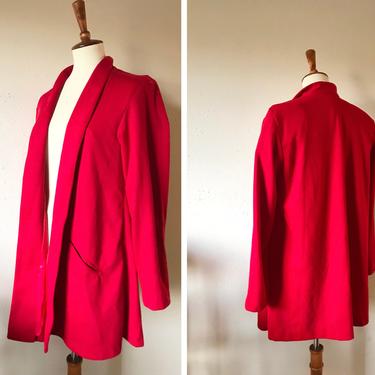 Oversized red blazer with pockets 