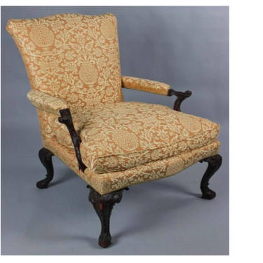 Georgian Style Arm Chair, Upholstered in Gold/Yellow fabric, Free Springfield/Alexandria VA Pick up (Shipping Optional/Extra) 