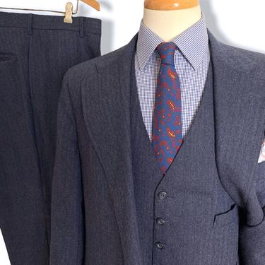 Vintage 1970s BROOKS BROTHERS Wool TWEED 3pc Suit ~ 42 Long ~ vest / waistcoat ~ pants / jacket / sport coat ~ Preppy / Ivy Style / Trad 