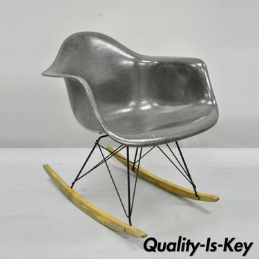 Mid Century Modern Herman Miller Eames Black Fiberglass RAR Rocker Rocking Chair