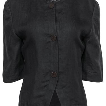 Giorgio Armani - Dark Brown Button-Front Cropped Sleeve Jacket Sz M