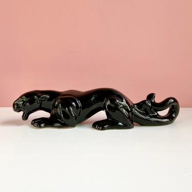 Panther Statue with Green Jewel Eyes 