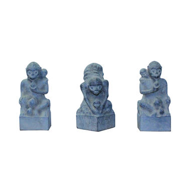 Chinese Small Oriental Monkey Ingot Stone Figure 3 Pieces Set cs5550E 