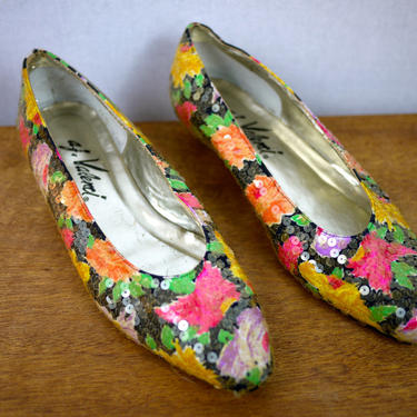 Floral Sequined Flats 