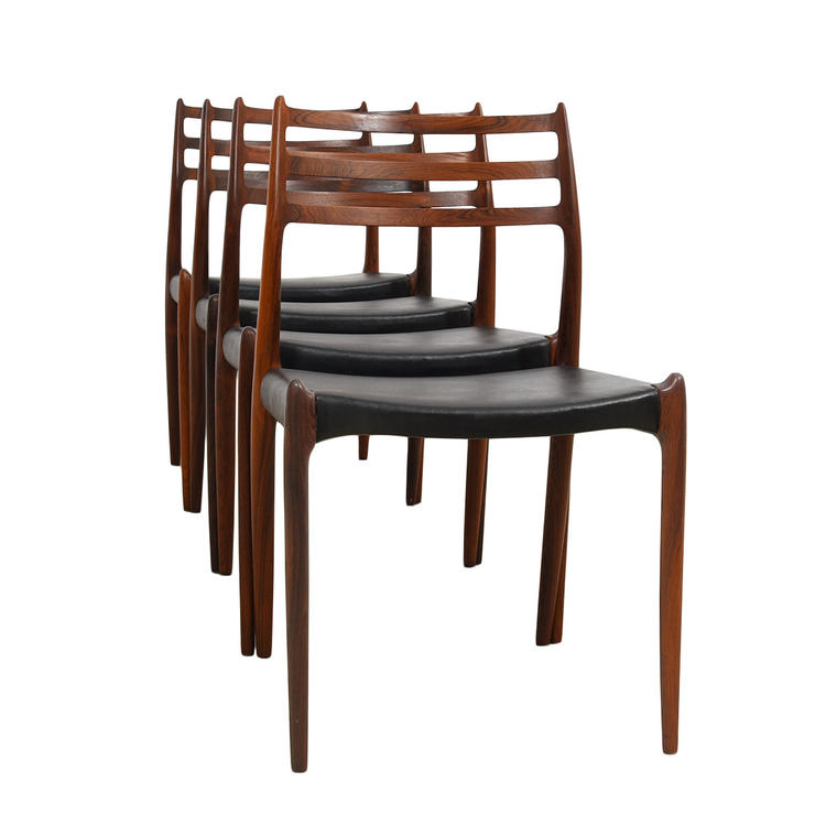 Set of 4 Rosewood Side Dining Chairs by Niels Mller