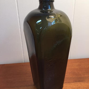Antique Collectable 1800s CASE GIN BOTTLE Olive Green 