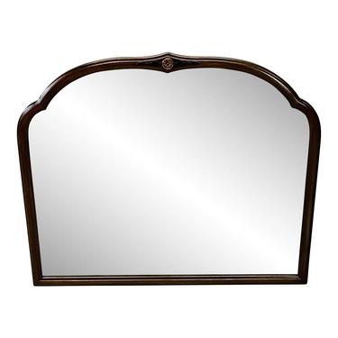 Art Deco Walnut Wall Mirror With Floral Accent