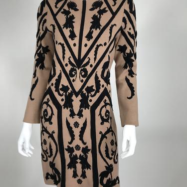Temperley London Black & Tan Intarsia Symbols Knit Sweater Dress