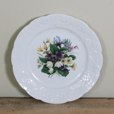 vintage lierre sauvage spring flower plate made in france shabby style 