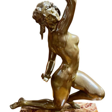 Art Deco Nude Bronze Sculpture by Affortunato Gory