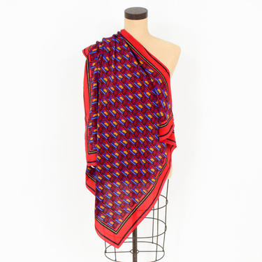 Red Silk Print Scarf | Red Bull Fighter Theme Scarf 