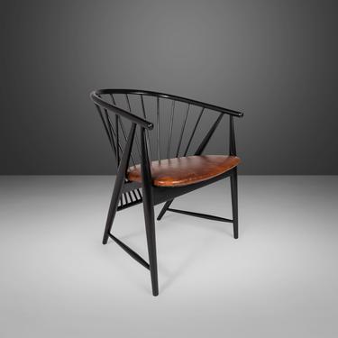 Single Ebonized Spindle Back Sun Feather Chair by Sonna Rosen, Sweden 