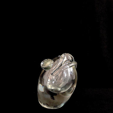 Vintage Mid Century Modern Large Murano Art Glass Hand Blown Sculpture Fish Head out of Water with Inner Bubble 