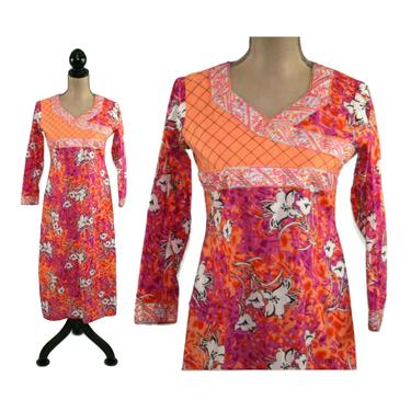 Ethnic Dress Women XS Small Cotton Kaftan Batik Long Tunic Caftan Cover Up Floral Print Hippie India Bohemian Clothes Women Vintage Clothing 