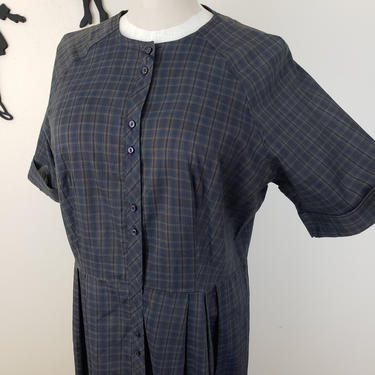 Vintage 1950's Plaid Shirtwaist Dress / 50s Plus Size Day Dress XXL 
