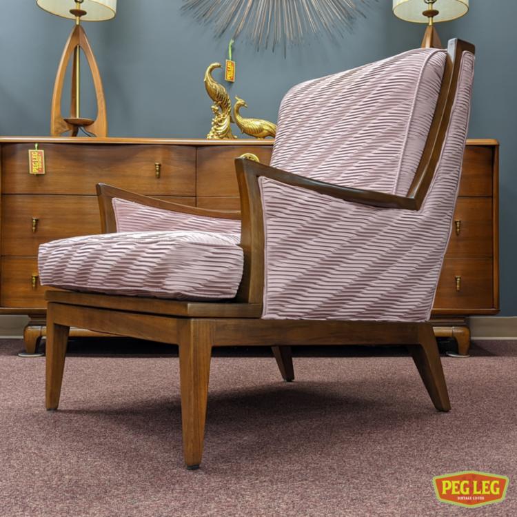 Mid-Century Modern walnut armchair with unique upholstery