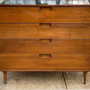 Mid-Century Modern style solid walnut 4 drawer low dresser modern 