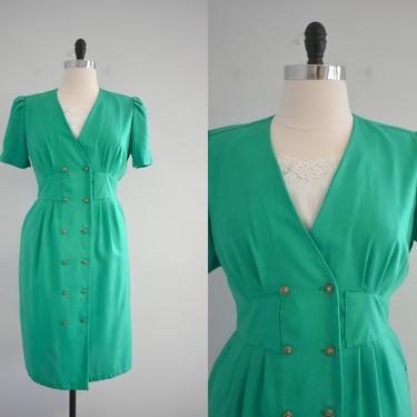 1980s Kelly Green Dress 