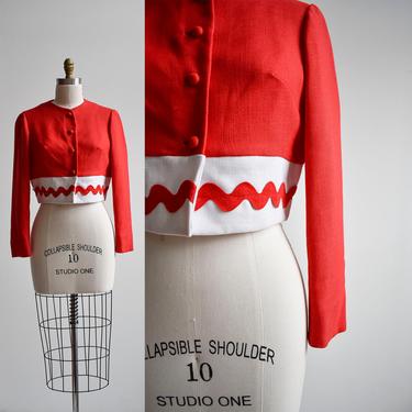 1950s Cropped Red & White Blazer 