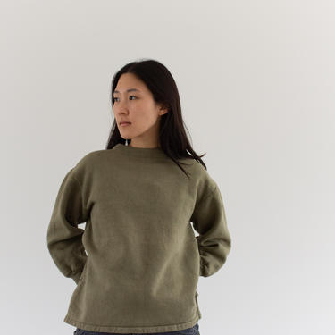 Vintage French Faded Olive Green Sweatshirt | Cozy Fleece | 70s Made in France | FS006 | S M | 