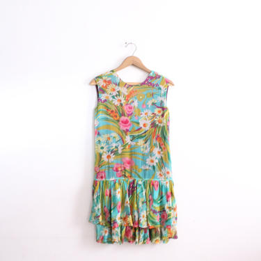 Floral Chiffon 60s Mini Dress 