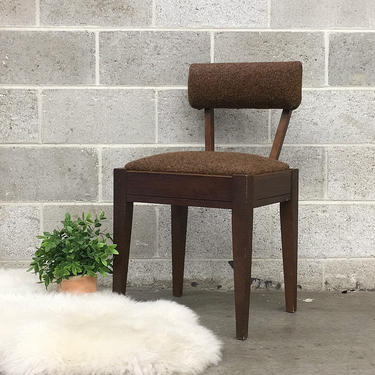 Vintage Sewing Chair Retro 1960s Mid Century Modern + Singer + Storage Seat + Brown Tweed Fabric + MCM Furniture + Home Organization 