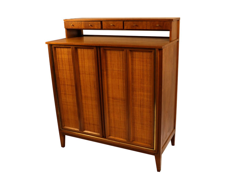 West Michigan Furniture Company Mid Century Modern Bar Cabinet Highboy Dresser 
