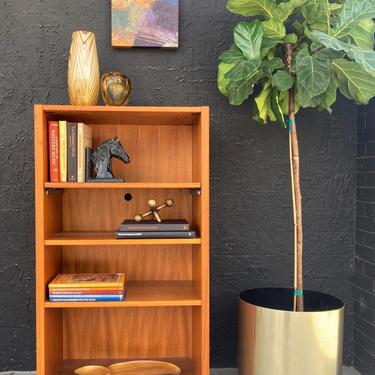 Teak Bookshelf on Casters with Adjustable Shelves